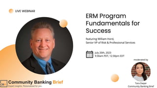 ERM Program Fundamentals for Success in the Banking Industry