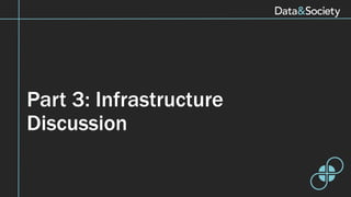 Part 3: Infrastructure
Discussion
 