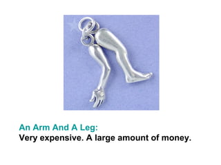 An Arm And A Leg:
Very expensive. A large amount of money.
 