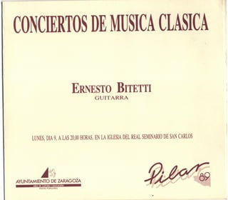 Programa Concierto Ernesto Bitetti (Zaragoza, Fiestas del Pilar 89)