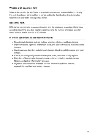 An Explanation Of The Differences Between An MRI And a CT Scan | PDF