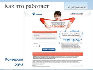Как это работает Конверсия 20%! 