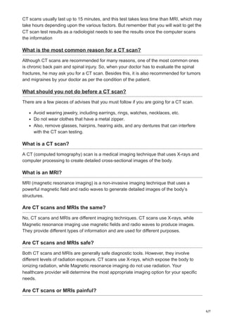 Difference between CT scan and MRI | PDF