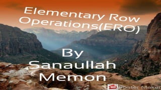 ELEMENTARY ROW
OPERATIONS (ERO)
BY SANAULLAH MEMON
 