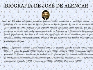 BIOGRAFIA DE JOSÉ DE ALENCAR ,[object Object],[object Object]