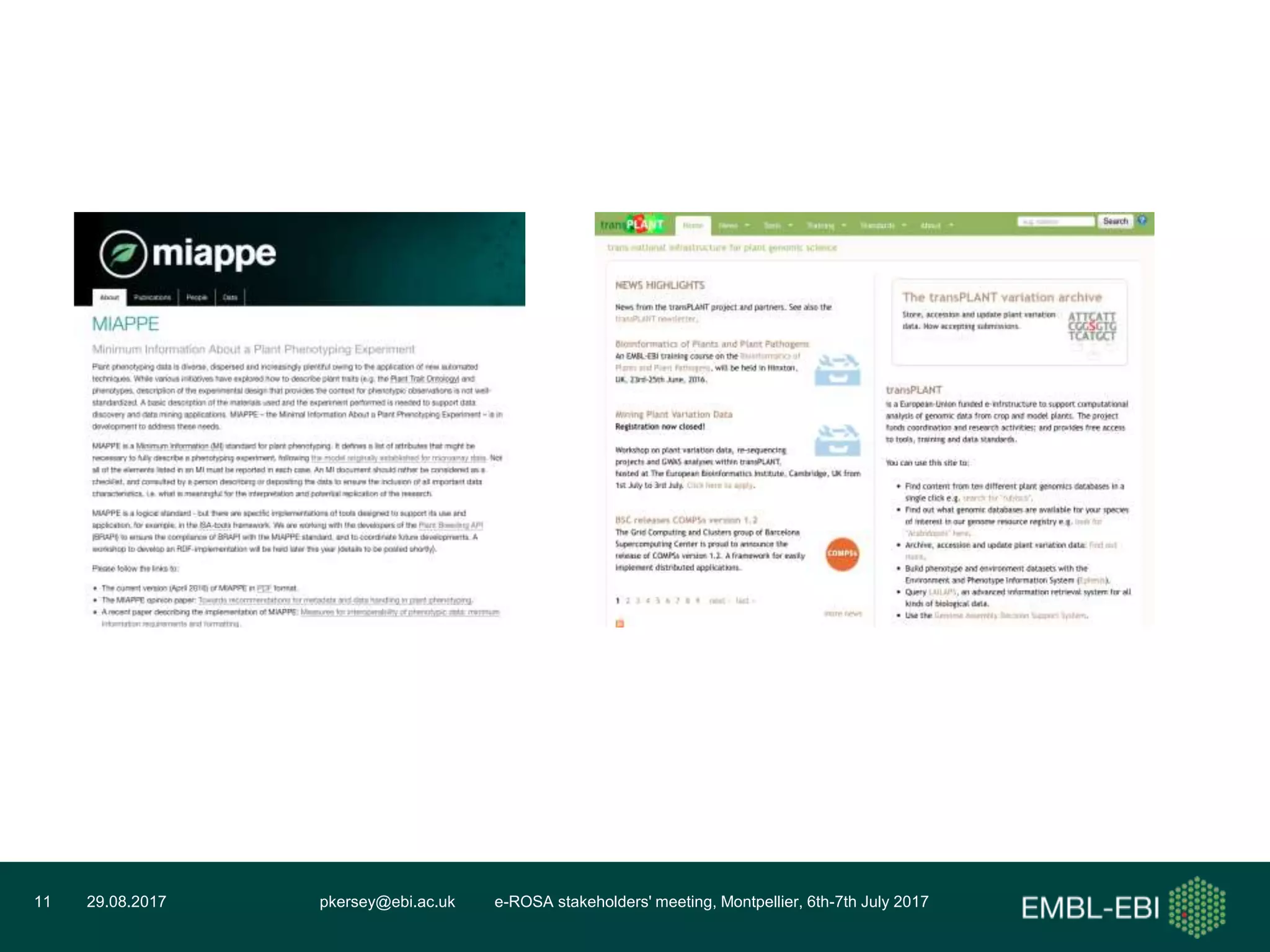 pkersey@ebi.ac.uk e-ROSA stakeholders' meeting, Montpellier, 6th-7th July 201729.08.201711
 