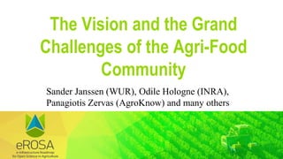 The Vision and the Grand
Challenges of the Agri-Food
Community
Sander Janssen (WUR), Odile Hologne (INRA),
Panagiotis Zervas (AgroKnow) and many others
 