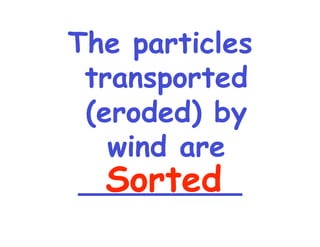 The particles transported (eroded) by wind are _________ Sorted 