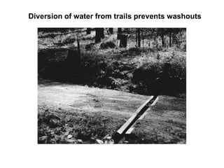 Diversion of water from trails prevents washouts
 
