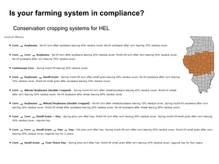 Is your farming system in compliance?

 Conservation cropping systems for HEL
 