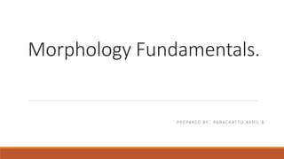 Morphology Fundamentals.
PREPARED BY: PARACKATTU.AKHIL.B
 