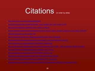 Citations (in order by slide) 
• https://www.flickr.com/photos/bertknot/9502855842/ 
• http://commons.wikimedia.org/wiki/File:Rhizolith_group_revealed_after_wind_erosion_3.JPG 
• http://commons.wikimedia.org/wiki/File:Urban_stream_in_park.jpg 
• http://en.wikipedia.org/wiki/Glacier#mediaviewer/File:Perito_Moreno_Glacier_Patagonia_Argentina_Luca_Galuzzi_2005.JPG 
• http://www.geograph.org.uk/photo/3841186 
• http://en.wikipedia.org/wiki/Frank_Slide#mediaviewer/File:Frank_Slide,_Canada.jpg 
• http://upload.wikimedia.org/wikipedia/commons/a/ab/Logging_road_East_Kalimantan_2005.jpg 
• http://s0.geograph.org.uk/geophotos/02/57/62/2576240_25bae00c.jpg 
• http://upload.wikimedia.org/wikipedia/commons/4/4f/Chickamauga_Dam_(1936)_-_Dam_construction_erosion_control.jpg 
• http://upload.wikimedia.org/wikipedia/commons/9/9a/Silt_fence_EPA.jpg 
• http://s0.geograph.org.uk/geophotos/01/56/59/1565950_b4bc2411.jpg 
• http://pixabay.com/static/uploads/photo/2013/07/19/00/18/food-165214_640.jpg 
• http://upload.wikimedia.org/wikipedia/commons/d/df/Batad_Rice_Terraces.jpg 
• http://upload.wikimedia.org/wikipedia/commons/thumb/c/c4/TerracesBuffers.JPG/640px-TerracesBuffers.JPG 
26 
 