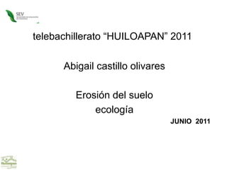 telebachillerato “HUILOAPAN” 2011 Abigail castillo olivares Erosión del suelo ecología JUNIO  2011  