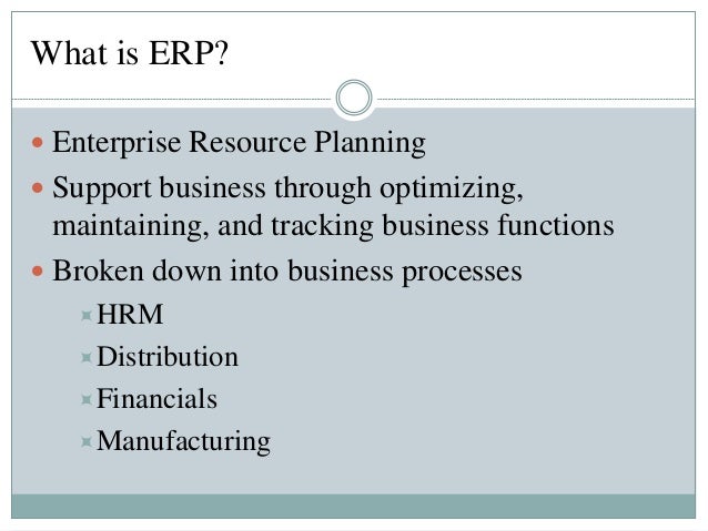 what is enterprise resource planning Enterprise resource planning (erp) is the integrated management of core business processes, often in real-time and mediated by software and technology. what is enterprise resource planning Enterprise resource planning (erp) is the integrated management of core business processes, often in real-time and mediated by software and technology.