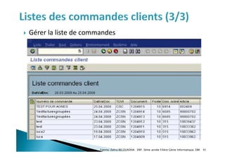  Gérer la liste de commandes
Fatima-Zahra BELOUADHA . ERP. 3ème année Filière Génie Informatique, EMI 91
 