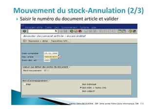  Saisir le numéro du document article et valider
Fatima-Zahra BELOUADHA . ERP. 3ème année Filière Génie Informatique, EMI 115
 