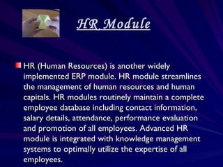 Hr Module Features Erp --functional-modules | PPT
