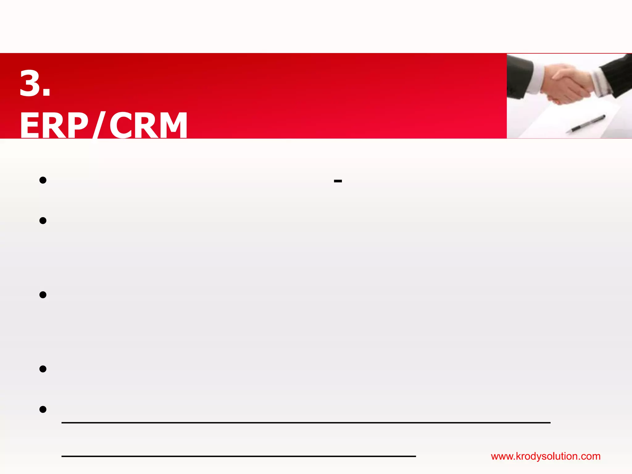 1. Order-To-Cashเก็บข้อมูลลูกค้าเก็บข้อมูลสินค้า(หรือบริการ)รับคำสั่งซื้อสินค้า(หรือบริการ)เตรียมสินค้าตามคำสั่งซื้อหีบห่อและจัดส่งส่งใบแจ้งหนี้ขั้นตอนสำหรับธุรกิจร้านขายของทั่วไปใช้เวลาทั้งหมดเพียง 30 วินาที แต่สำหรับธุรกิจผลิตเครื่องบินใช้เวลาทั้งหมด 10 ปีกระบวนการการทำงานของธุรกิจโดยภาพรวม