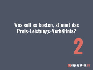 Was soll es kosten, stimmt das
Preis-Leistungs-Verhältnis?
2
 