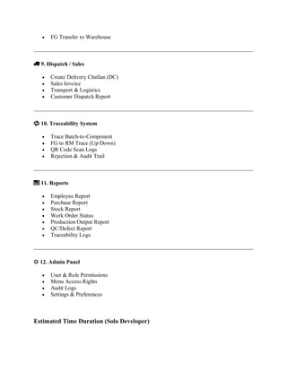 Manufacturing ERP Menu with Tracing System Kuldeep Mahoba | PDF
