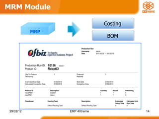 MRM Module Costing BOM MRP 