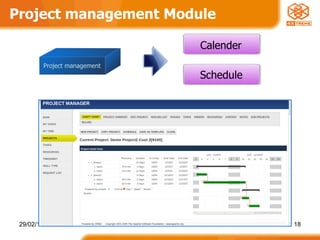 Project management Module Calender Schedule Project management 