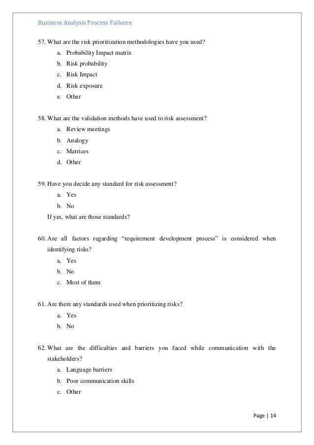business assessment questionnaire