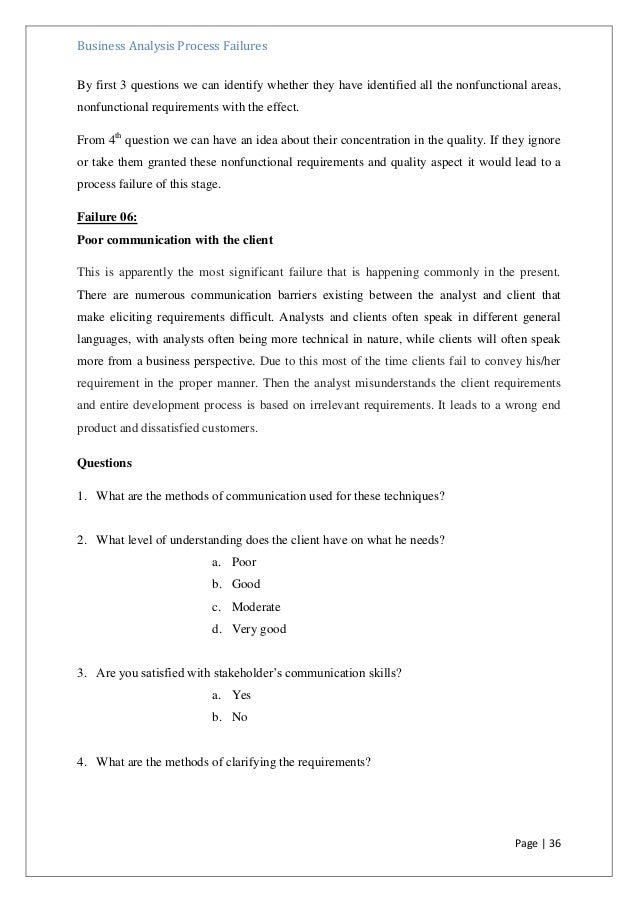 business requirements questionnaire