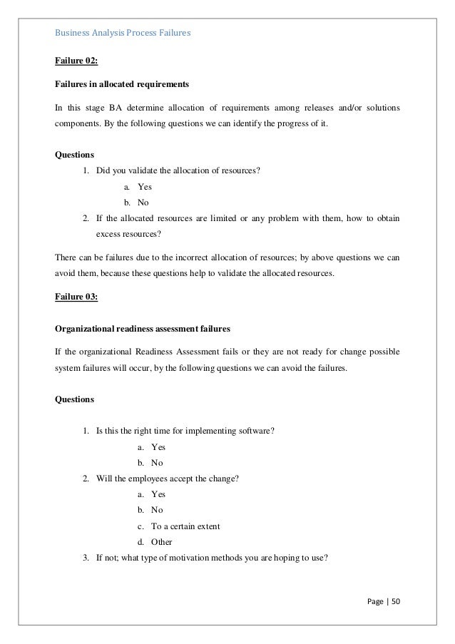 business requirements questionnaire