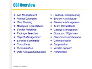 Critical Success Factors for ERP | PDF