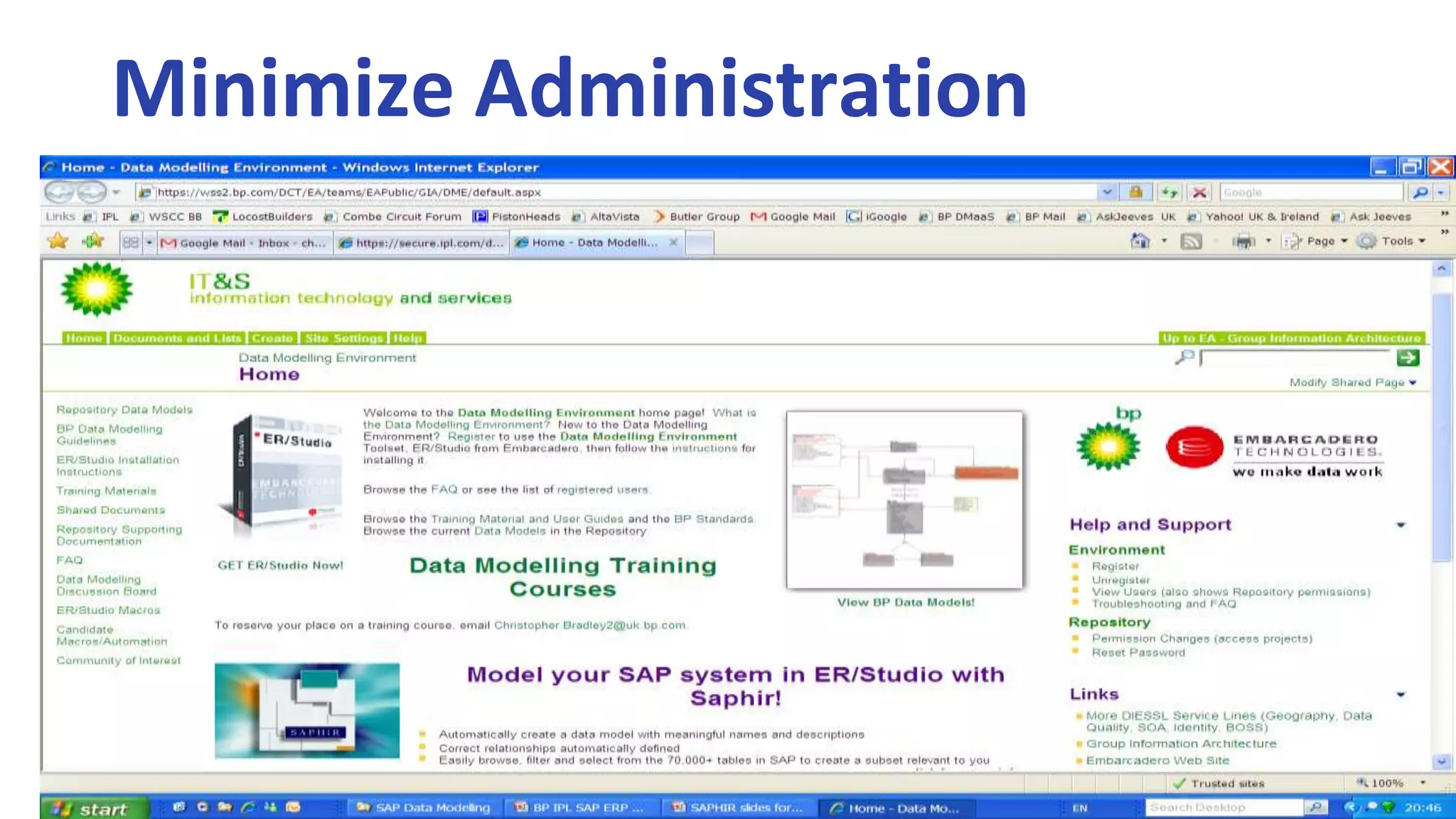 Lessons Learned - ProcessUse the right tool for the jobWork closely with project team and process modelersWork directly with SME and get continuous feedbackGet involved in projects early (ideally before the ERP has been selected and definitely before it has been configured)Look for value in the maintenance cycle (interface maintenance, XML maintenance, cube rationalization)….. always be part of the team