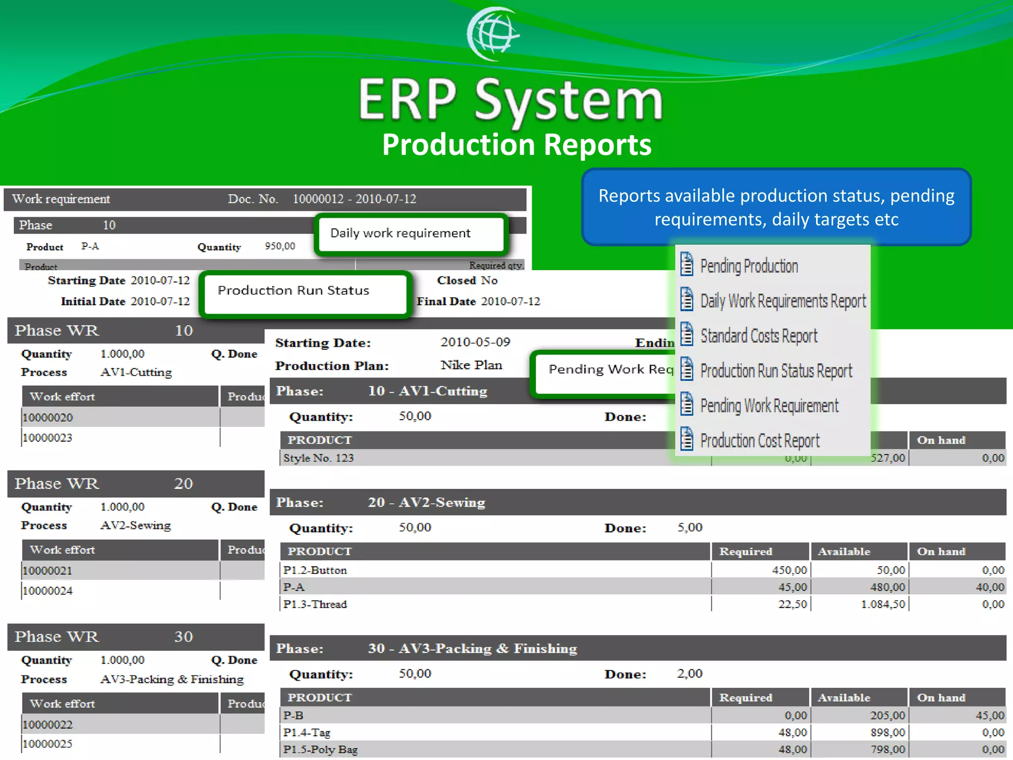ERP SystemShipments received from vendors and suppliers