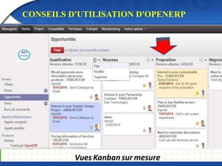 CONSEILS D'UTILISATION D'OPENERP 
Vues Kanban surmesure 
 