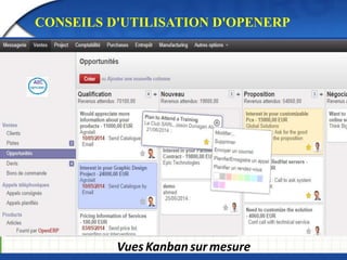 CONSEILS D'UTILISATION D'OPENERP 
Vues Kanban surmesure 
 