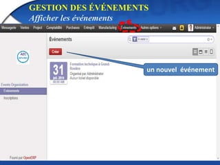 GESTION DES ÉVÉNEMENTS 
Afficher les événements 
un nouvel événement 
 