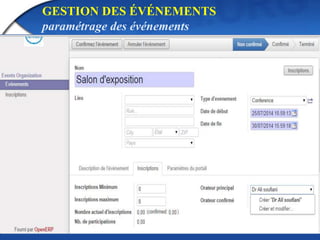 GESTION DES ÉVÉNEMENTS 
paramétrage des événements 
 