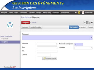 GESTION DES ÉVÉNEMENTS 
Les inscriptions 
 