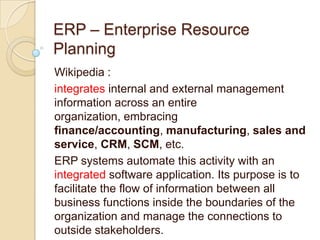 Erp – enterprise resource planning | PPT