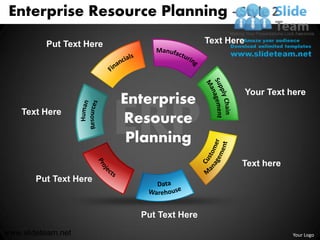 Enterprise Resource Planning - Style 2
          Put Text Here                     Text Here




                                                        Your Text here
                          Enterprise
    Text Here
                          Resource
                           Planning
                                                    Text here
        Put Text Here



                            Put Text Here
www.slideteam.net                                                  Your Logo
 