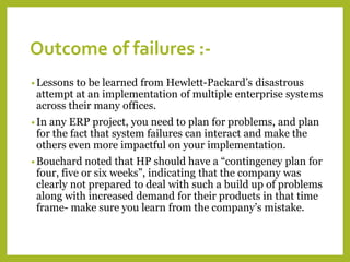 System Implementation Failures ERP Implementation Failure with example of Hershey and HP | PPTX