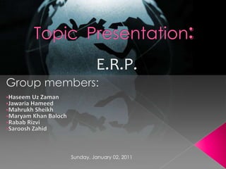 TopicPresentation: E.R.P. Group members: ,[object Object]