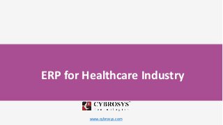www.cybrosys.com
ERP for Healthcare Industry
 
