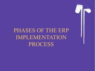 PHASES OF THE ERP
IMPLEMENTATION
PROCESS
 