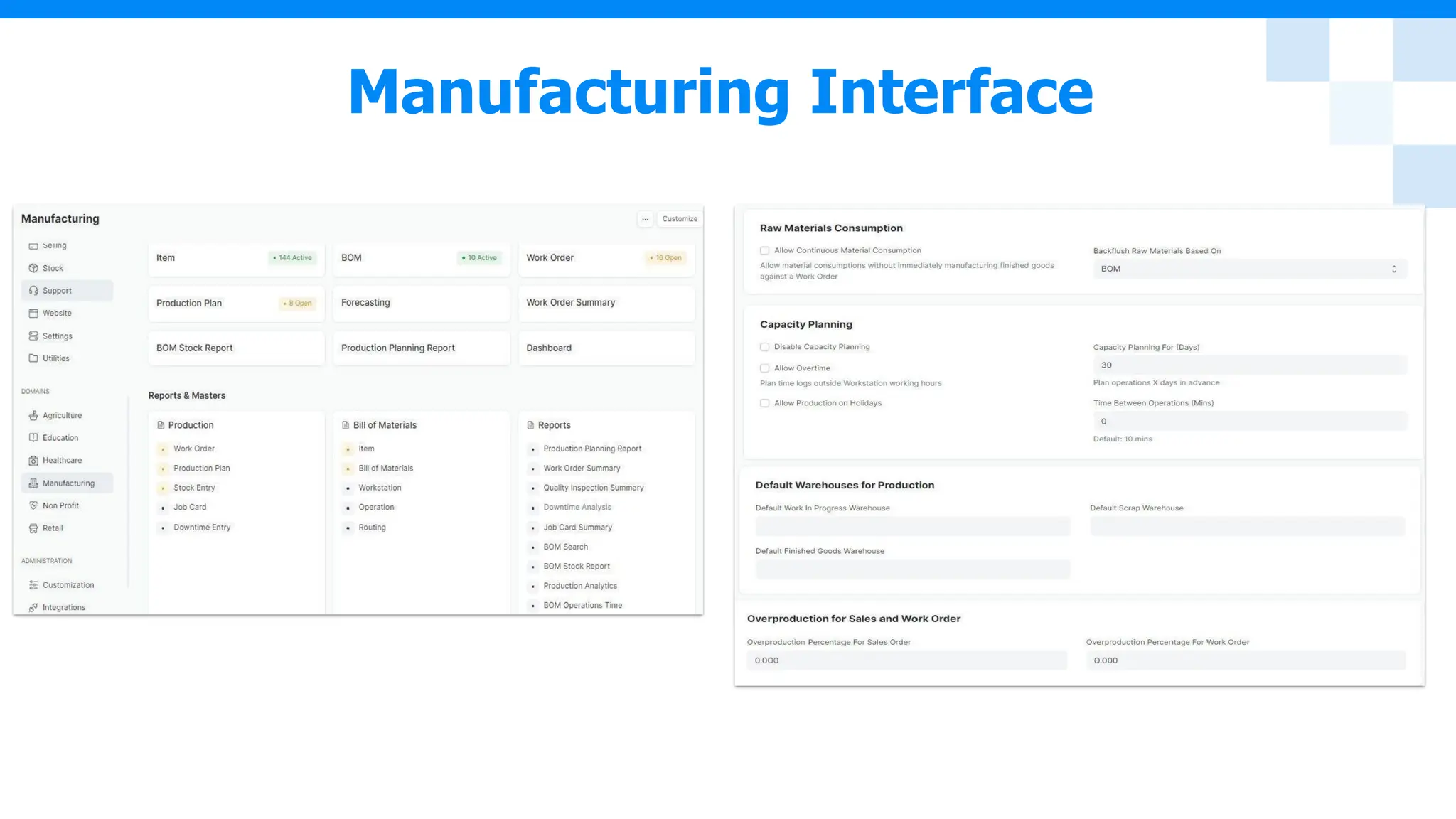 Manufacturing Interface
 