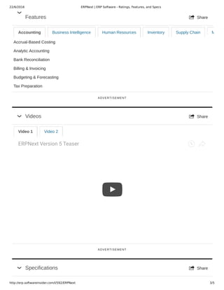 Erpnext Features Erp next erp software - ratings, features, and specs | PDF