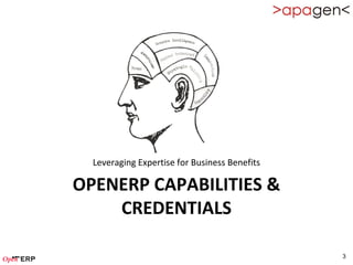 Leveraging Expertise for Business Benefits

OPENERP CAPABILITIES &
    CREDENTIALS

                                               3
 