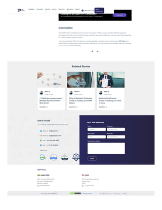Conclusion:
Oracle ERP Fusion and NetSuite are prominent choices, each offering unique benefits. NetSuite appeals to
accounting firms due to its cloud-native design, scalability, and extensive features, making it particularly appealing
for small to medium-sized businesses.
If you can incorporate ERP and make your business operations seamless, you can connect with ERP Peers. Our
efficient ERP consultant team chooses a solution that best fits your requirements and strategic objectives, allowing
you to run your business efficiently.
 
Related Stories
11 NetSuite Implementation
Mistakes Business Owners
Must Avoid
Read More 
What is NetSuite? A Detailed
Guide on Leading Cloud ERP
System
Read More 
NetSuite Certifications
Guide: Everything you need
to know
Read More 
ERP Peers
#481, 5th Cross, Kothanur BDA,
RBI Layout, JP Nagar Phase 7,
Bengaluru -560078
+91 (847) 485-0969
2401 Fountain View Dr. Ste 464,
Houston, Texas
77057
+ 1 (713) 597-6152
© Copyright 2024 @ ERP Peers
Get In Touch
Our customer support team is available for help.
Follow us on:
Skype Us: biz@erppeers
Email Us: biz@erppeers.com
India: +91 (847) 485-0969
USA: + 1 (713) 597-6152
India (HQ) USA
Terms & Conditions Privacy policy Sitemap
NIRMAL M.
October 17, 2024
NIRMAL M.
October 16, 2024
NIRMAL M.
October 9, 2024
Let's Talk Business!
Name Company
Work Email Phone No
Describe Your Project
Full Name* Company Name
Email* Phone Number*
SUBMIT
NETSUITE RESOURCES CONTACT
 biz@erppeers.com
BOOK
CONSULTATION
COMPANY SOLUTIONS CELIGO PRODUCTS
 