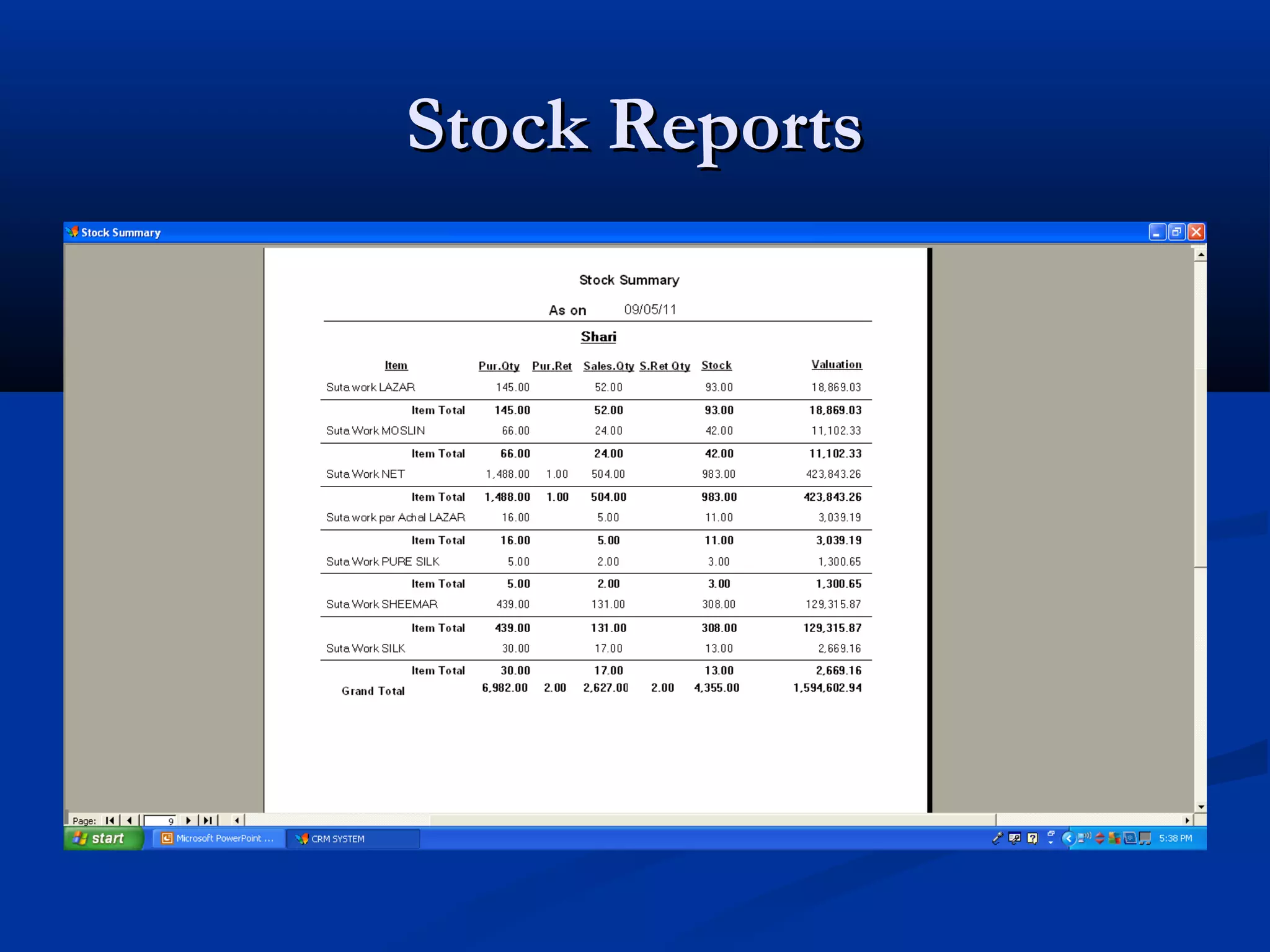 Stock Reports
 