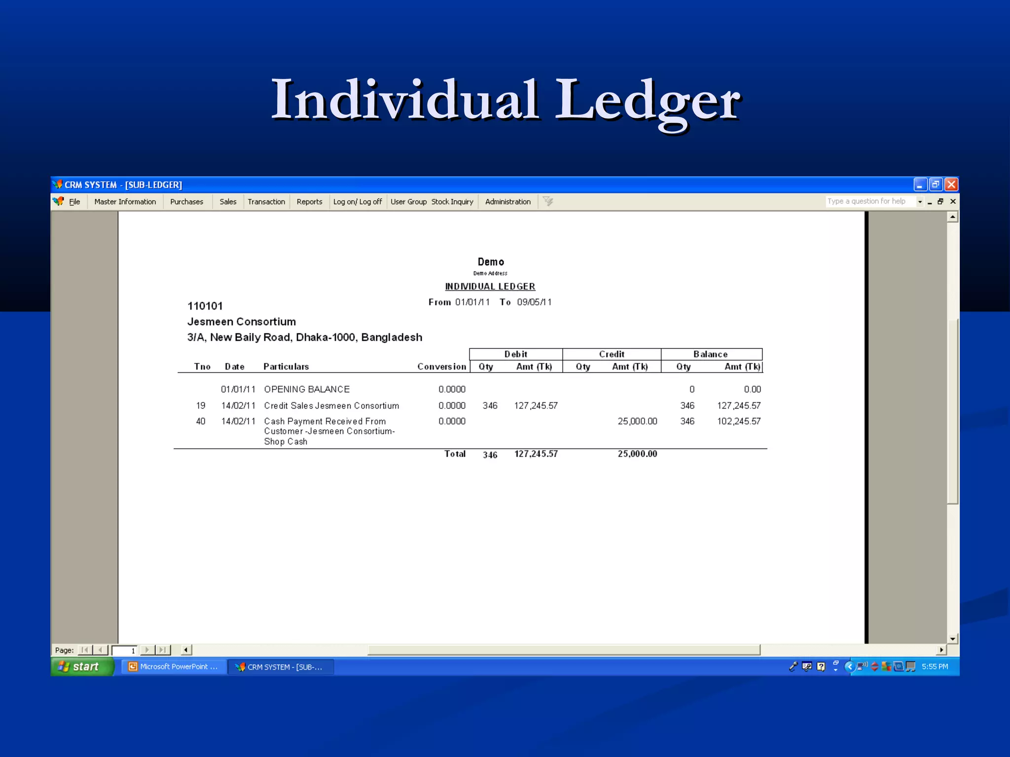 Individual Ledger
 