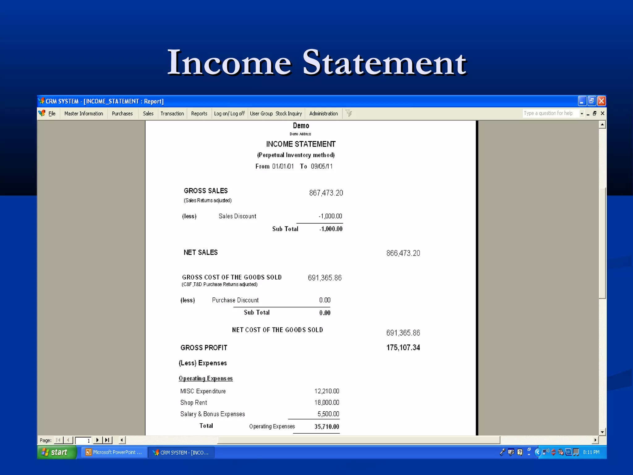 Income Statement
 